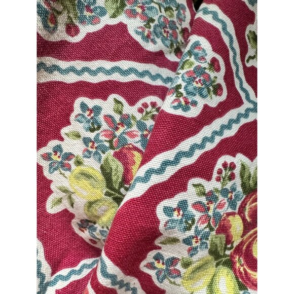 Side Eye Bird Handmade Tote Bag Fruit Print Floral Muted Red Canvas Market - Picture 7 of 9